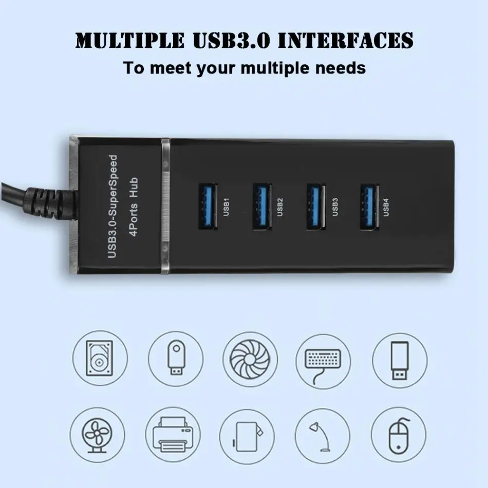 4 Порты и разъёмы USB3.0 концентратор зарядная док-станция 5 Гбит/с зарядки HUB адаптер для телефона/планшета/ПК