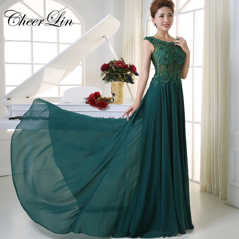 O Neck Evening Dresses Chiffon Appliques Beading See Through (1)