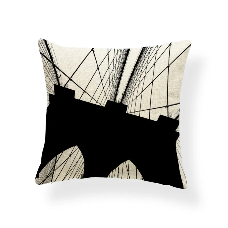 Нью-Йорк Чикаго подушки Бруклинский мост ночных сцен Подушка Чехол Bay мост в гавайском стиле на свадьбу для детей бросать подушки маленький декорированном мешковиной горшке - Цвет: 1