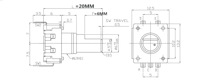 5 шт./лот 360 градусов Поворотный энкодер EC12 RE12 аудиокодер кодирования 5Pin 24 позиций с кнопкой потенциометр с ручкой длиной 10 мм 15 мм