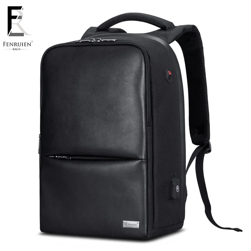 

FRN Backpack leather Men 15 inch Laptop Backpack Anti theft Backpack with USB Casual Travel Backpack Mochila Male Waterproof