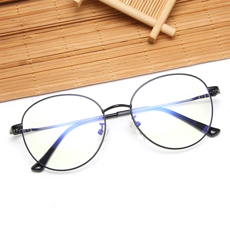 Корейская версия металлической ультралегкой оправы для очков овальные анти-синие очки студенческие модные плоские зеркальные очки