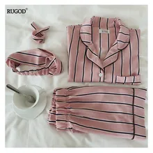 RUGOD/лето, Новая модная женская пижама с отложным воротником, комплект из 2 предметов, рубашка+ шорты, повседневный пижамный комплект в полоску