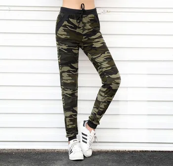

Drawstring Tunic Camouflage Pencil Pants Slim Tight Stretch Camouflage Pants Women Casual Long Pants