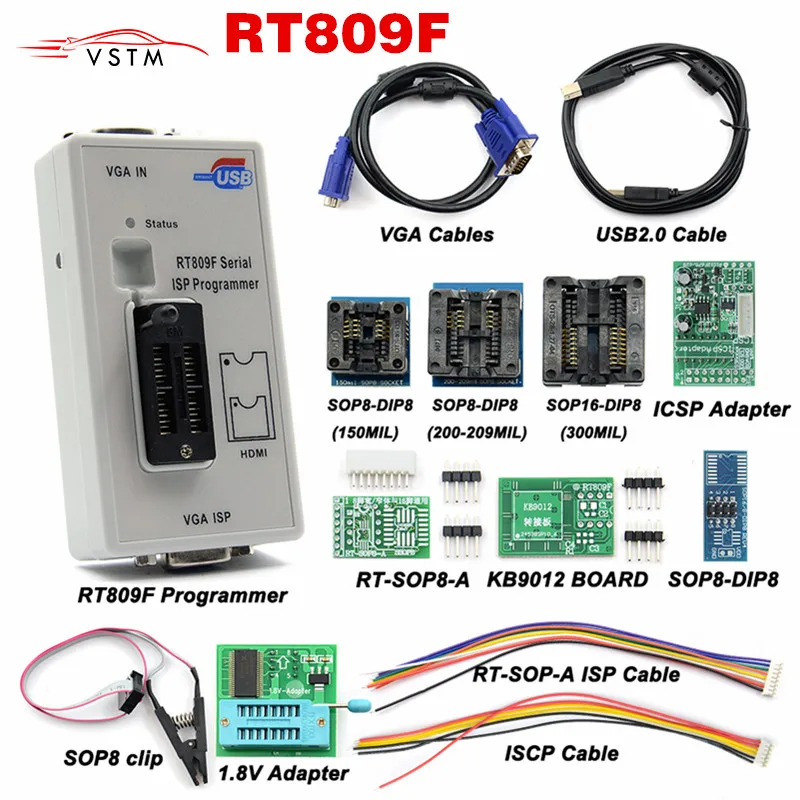 RT809F ISP программист/RT809 lcd usb программист ремонтные инструменты 24-25-93 serise IC с 11 адаптерами