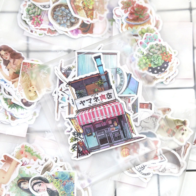

WTZ066-1 Mini Cartoon Animal Retro Waterproof Sticker Bag Notebook Refrigerator Guitar Skateboard Color Anime Diary Sticker Toys