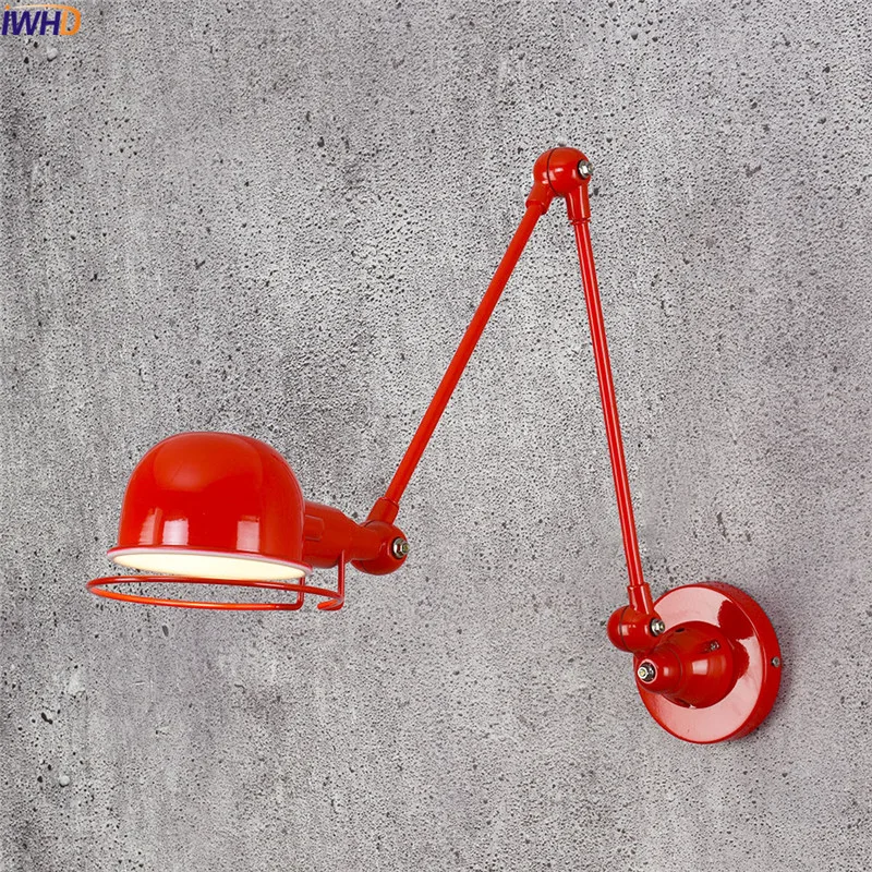

IWHD Creative Wall Lamp Retro Edison LED Wall Light Loft Fixtures Home Lighting Iron Adjustable Arm Wandlamp RH Bathroom Light