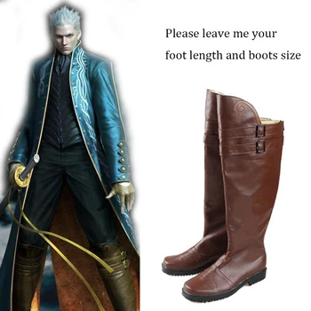 

May Cry Costume Cosplay Demon Hunter Vergil Shoes Game Boots Halloween Accessory Carnival Party Adult Custom Made