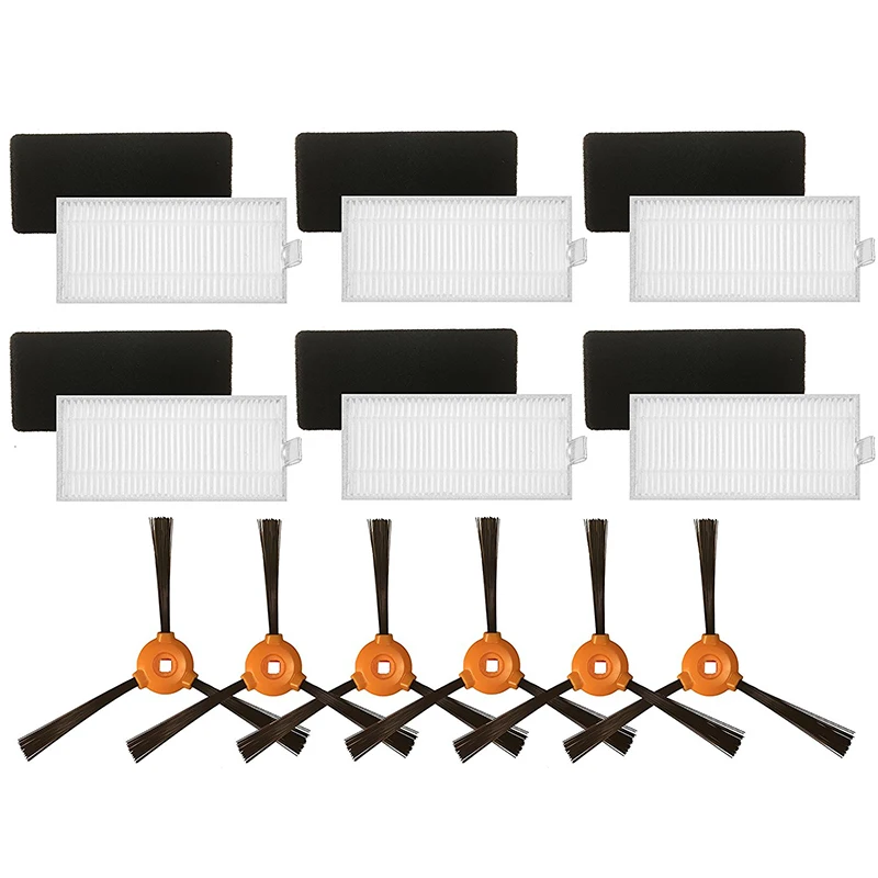 

18 pcs/lot 6pcs Side Brush +6 pcs HEPA Filter +6pcs Sponge for Eufy RoboVac 11, Eufy RoboVac 11c Robotic Vacuum Cleaner Parts