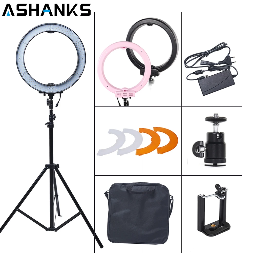 

ASHANKS 12'' 40W 5500K Ring Light with Stand 180 LED Photographic Lighting Dimmable Camera Photo/Studio/Phone/Video Lamp