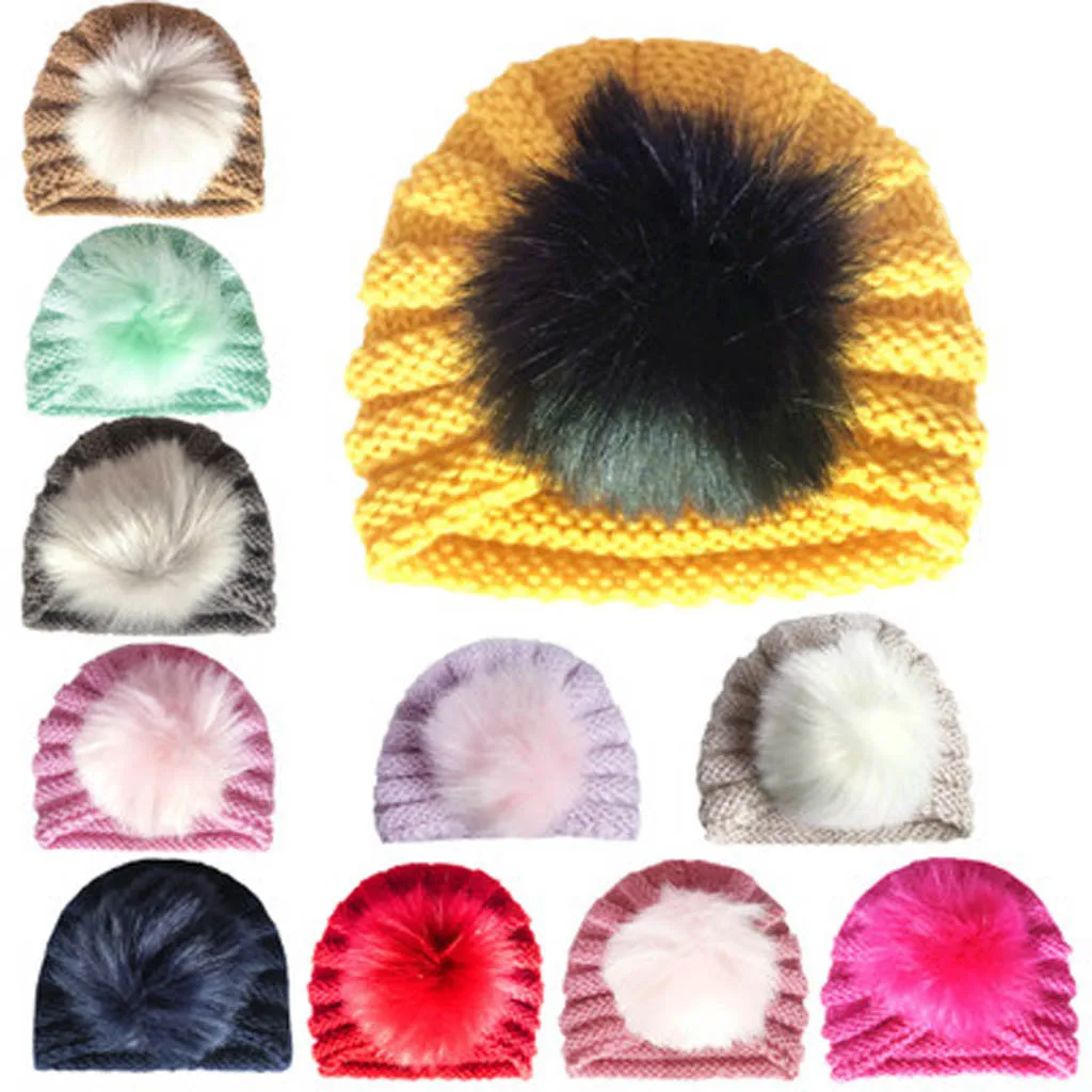 Зимняя детская шапка для девочек с бантом, карамельный цвет, детская чалма, кепка для девочек, эластичные Аксессуары для младенцев, реквизит для фотосессии 1D18