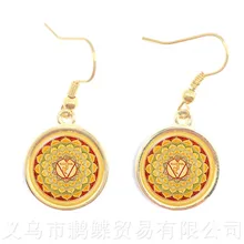 2018 nova datura flor tempo gem cabochon brincos artesanais verão brincos de gota jóias de geometria sagrada(China)