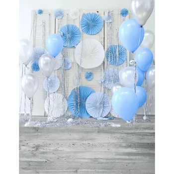 

5X7ft Photography Backdrops Blue balloon Birthday Photo Background Computer printed Children Backgrounds for Photo studio S-2283