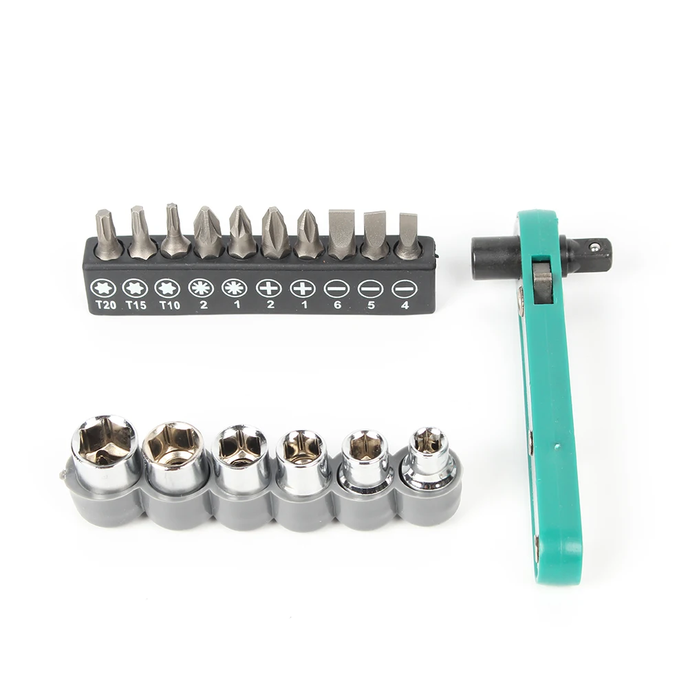 17 in 1 Chrome Vanadium Steel Wrench Driver Set Torx Screwdriver Set Ratchet Socket Torque Wrench Screw Bit Flat Bits Socket 17 in 1 Chrome Vanadium Steel Wrench Driver Set Torx Screwdriver Set Ratchet Socket Torque Wrench Screw Bit Flat Bits Socket