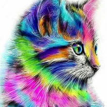 Красочные Кошки DIY Цифровая живопись маслом по номерам Европа абстрактная хлопковая живопись для гостиной настенная живопись без рамки 40x50
