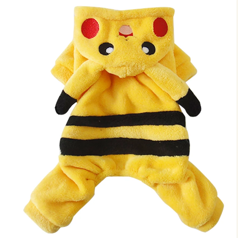 Костюм для собак Halleween костюм кошек Пикачу теплый комбинезон одежда куртка