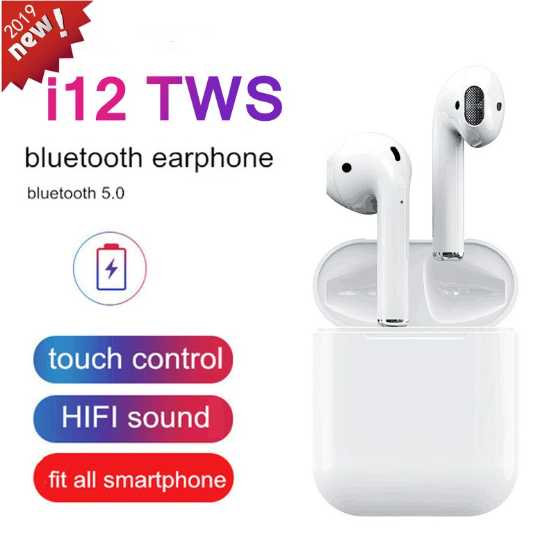 

New i12 TWS Mini Air pod Bluetooth 5.0 Earphone Sports True Wireless Earbuds Touch Ear pod Magnetic Charging Box PK i10 i11