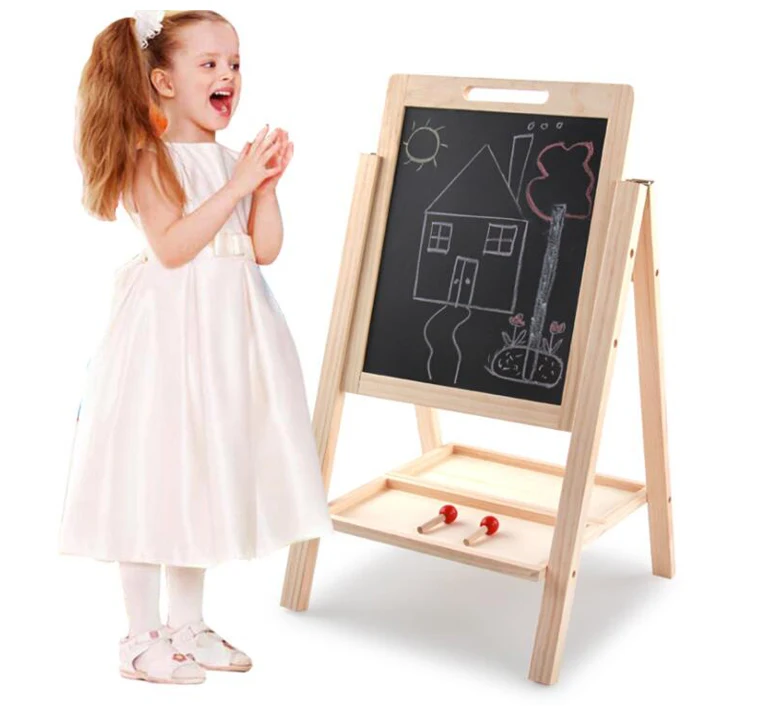 

Kids Adjustable Double Side Standing Wooden Easel Drawing Writing Board Toddler Children Learning Toys
