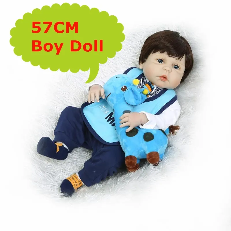 

57CM Adorable Full Silicone Reborn Bebe Boy Doll Real Alive Baby Boy Boneca In Fashion 22" Doll Clothes Babies Toys Girls Gifts