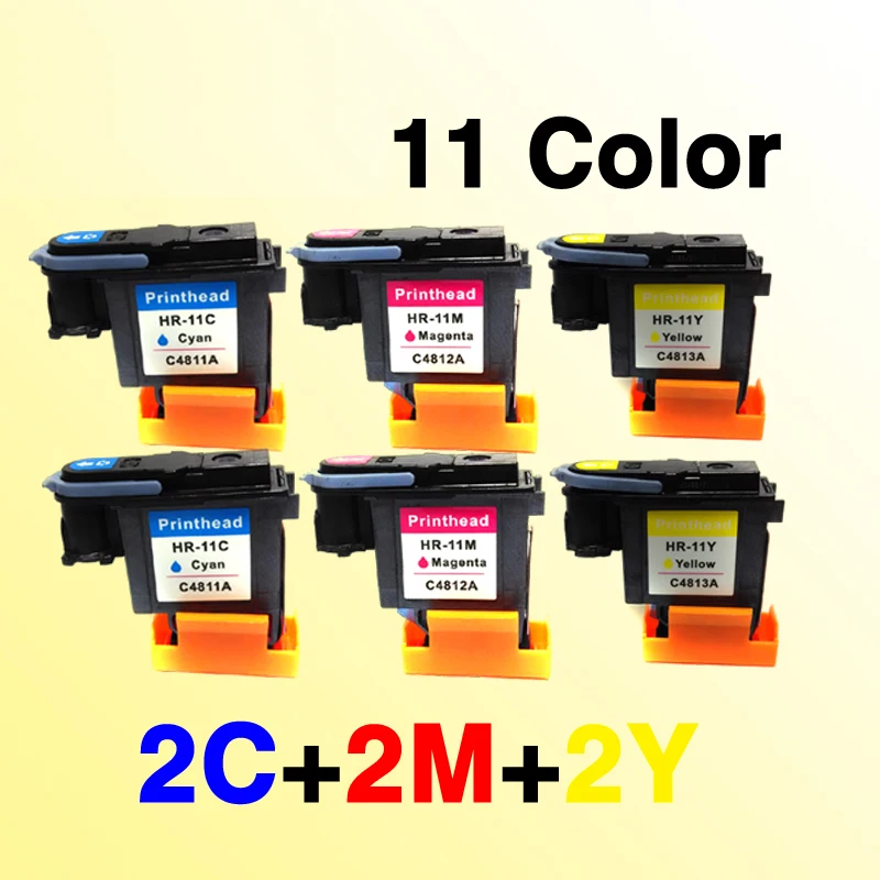6PCS color printhead compatible for hp11 C4811A C4812A C4813A cyan ...