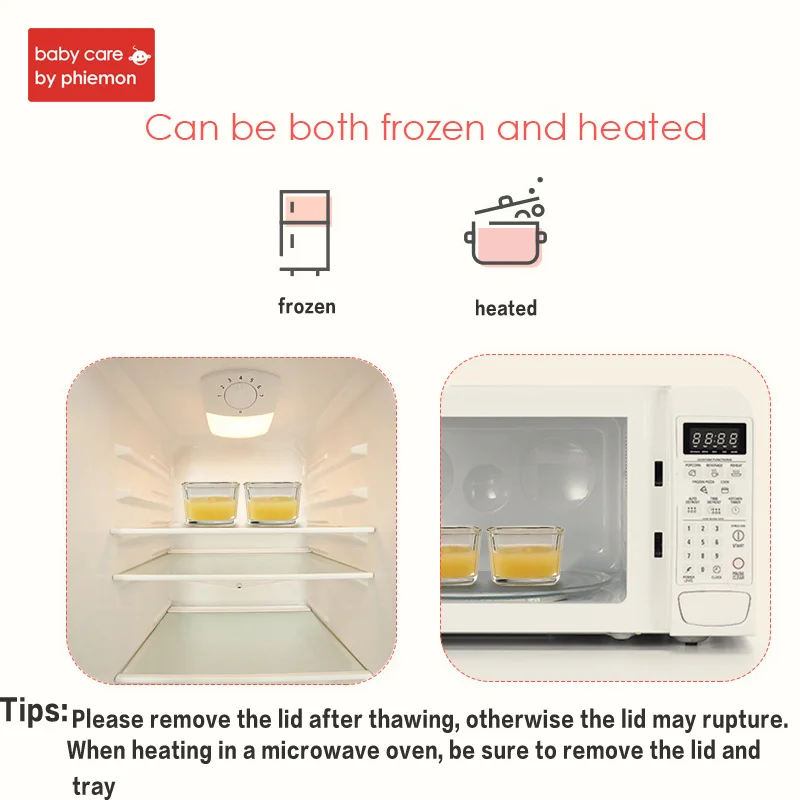 BabyCare 4Pcs/Set Baby Food Glass Crisper Baby Food Milk feeding Storage box  Infant Food Storage Portable tray Tableware Set