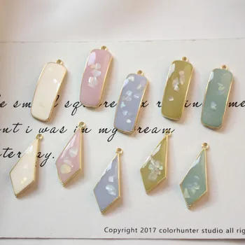 

New style 20pcs/lot Broken shell alloy Irregular rhombus rectangle shape metal floating locket charms diy jewelry making