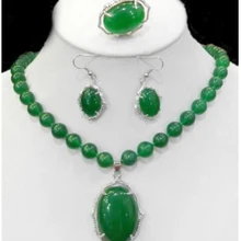 Wholesale_jewelry_wig$ Природный Очаровательная Зеленый Ожерелье Серьги Кольца Ювелирные Наборы