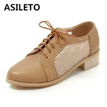 ASILETO/женские туфли на плоской подошве с вырезами; Рабочая обувь; дышащие оксфорды с перекрестной шнуровкой; женские туфли на плоской подошве; сетчатые туфли на низком каблуке; chaussures femme; большие размеры 44