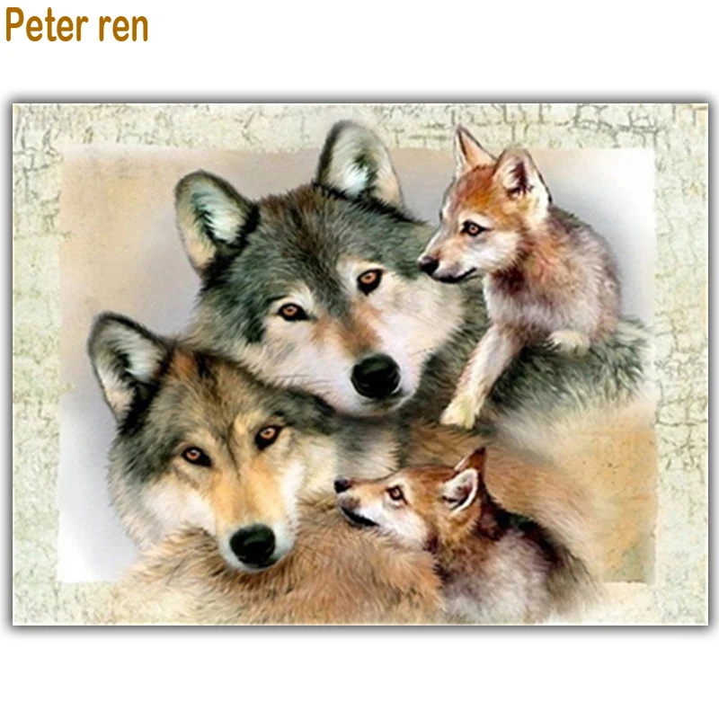 

Peter ren DIY Crafts Diamond painting kits full embroidery square mosaic Icon Rhinestone paintings Wolf's dependency for drawing