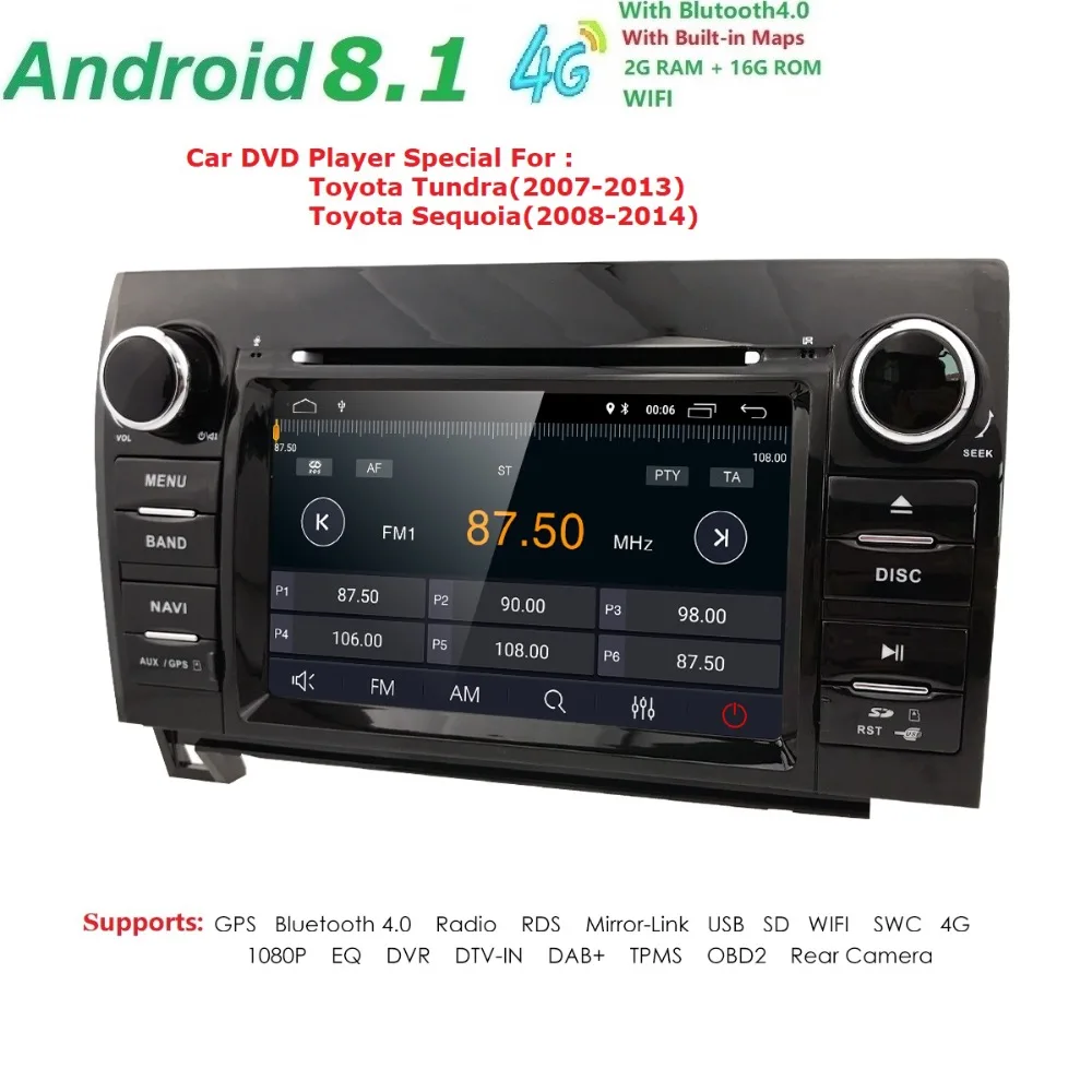 Perfect Autoradio 2 din  Android 8.1 Multimedia Car DVD Player for Toyota Tundra Sequoia 2007 2008 2009 2010 2011 2012  2013 Stereo WIFI 2