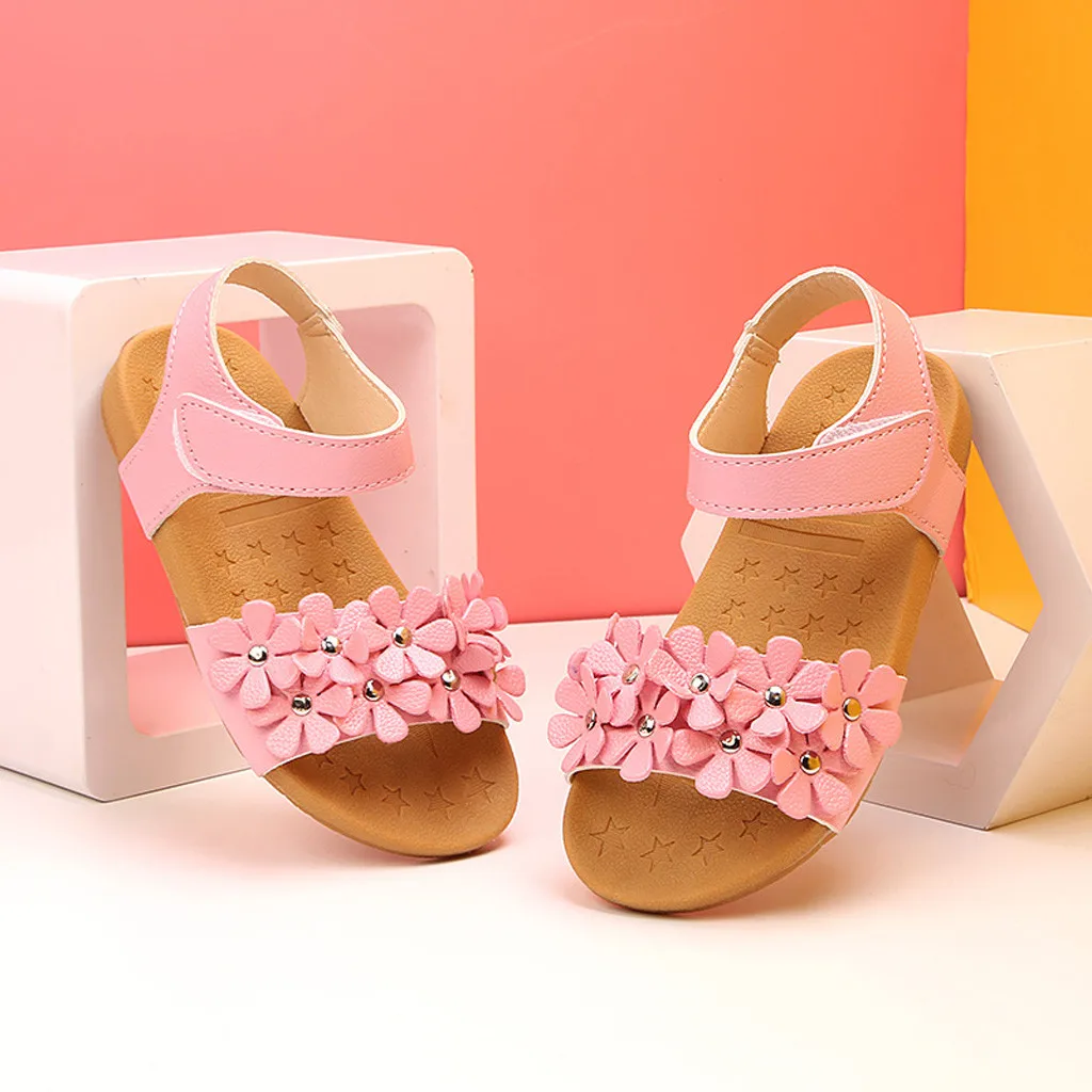 Повседневная обувь, кроссовки на нескользящей мягкой подошве, сандалии для маленьких девочек, Цветочная подошва, детская обувь для принцессы сандалии, пляж#8