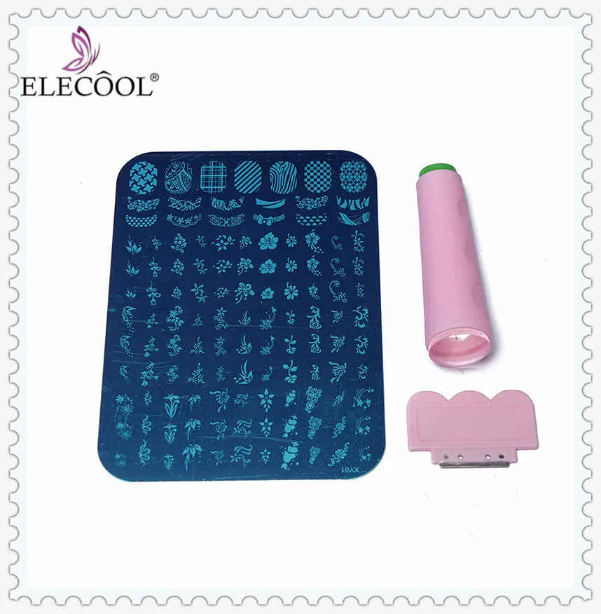ELECOOL 1 набор, сделай сам, дизайн ногтей, штамповка, штамповка, изображения, пластины, полировка, форма для печати, трафарет для ногтей, инструменты, шаблоны для маникюра для женщин