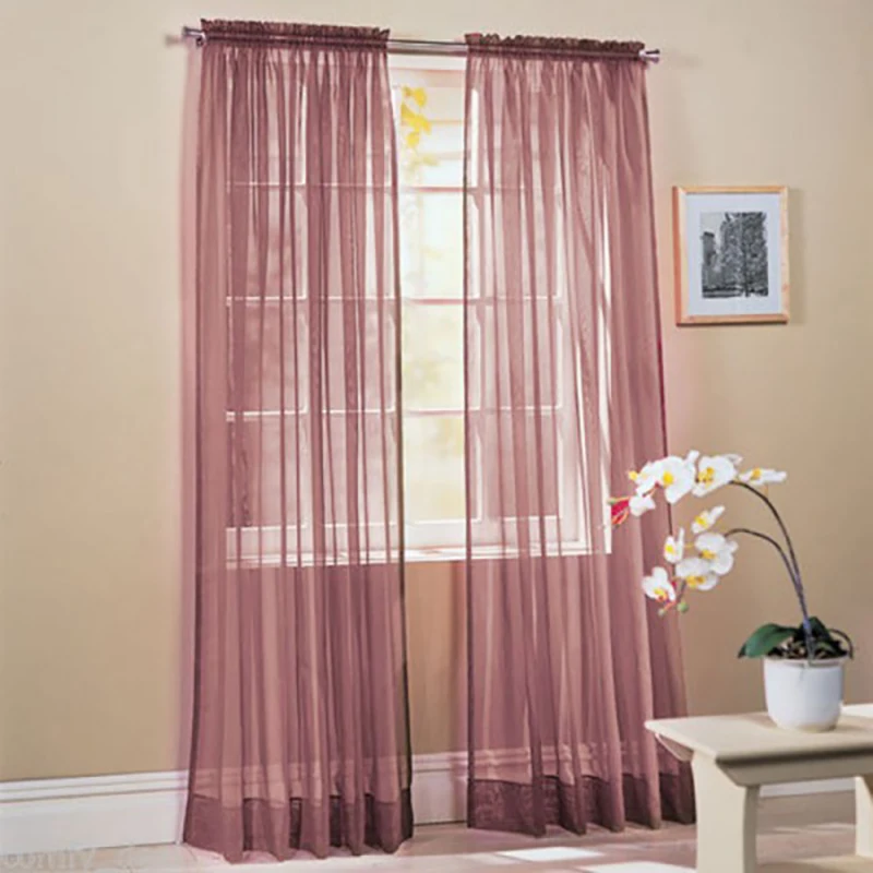 Сплошной цвет вуаль отвесные занавески панели окна занавески s 100*200 см розовый желтый