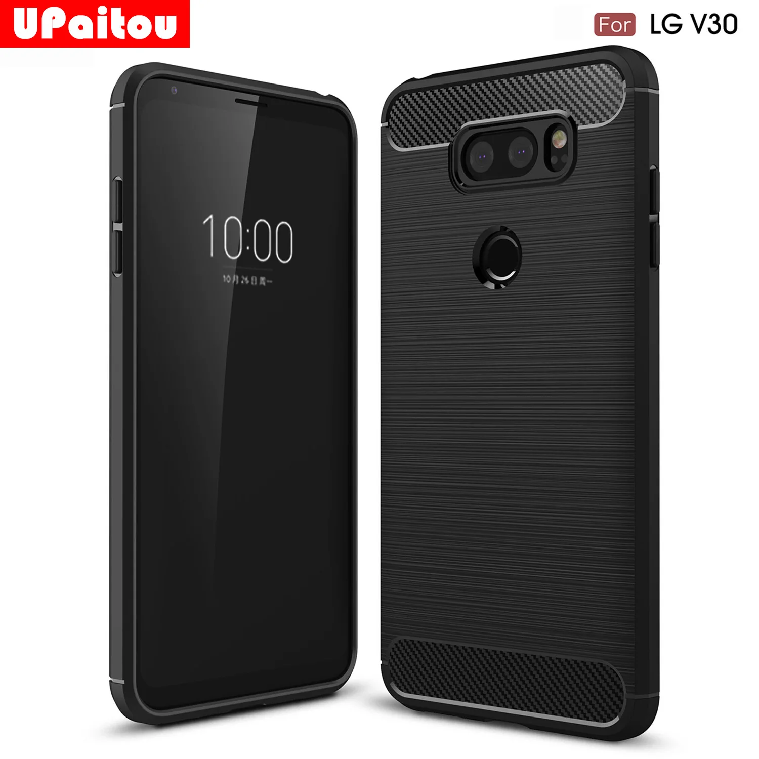 

UPaitou for LG V30 Case Ultra Slim Thin Carbon Fiber Cases Scratch Resistant Shock Absorption Soft TPU Cover for LG V30+ Case