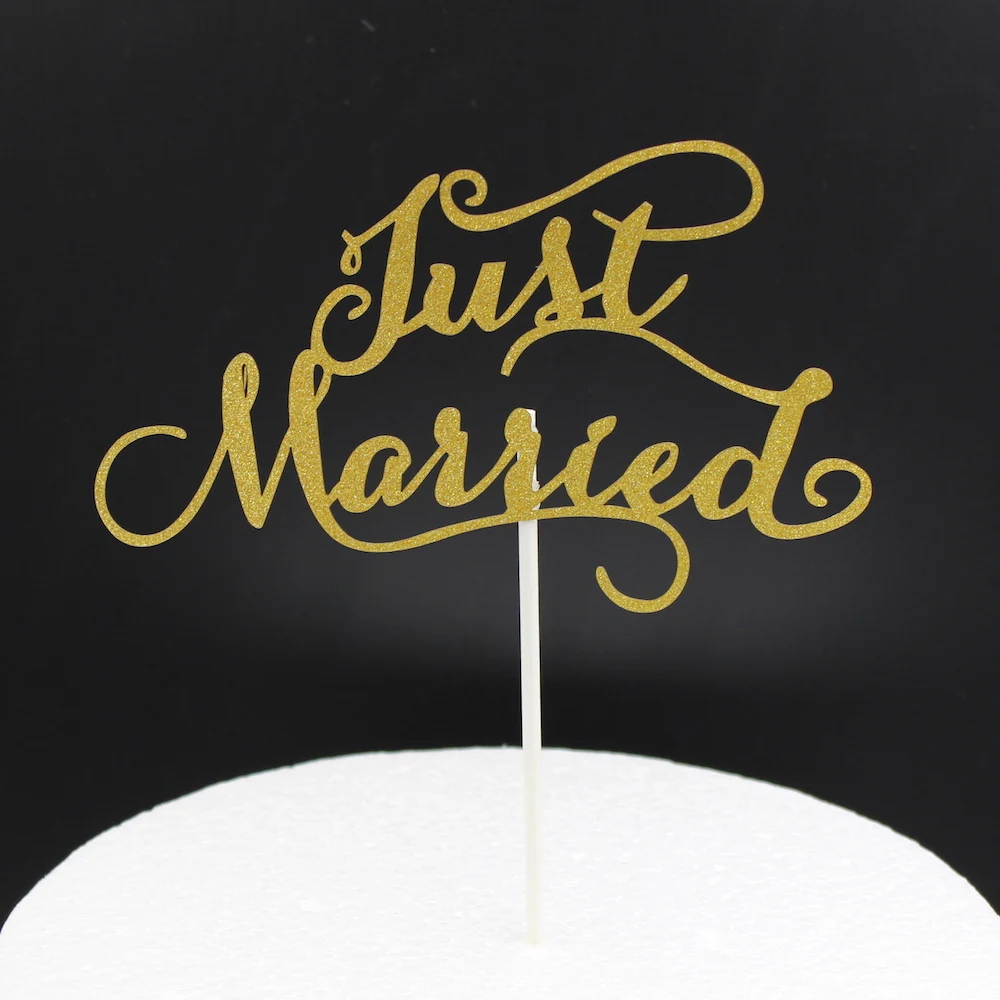 Buy Gold Silver Just Married Wedding Party Cake