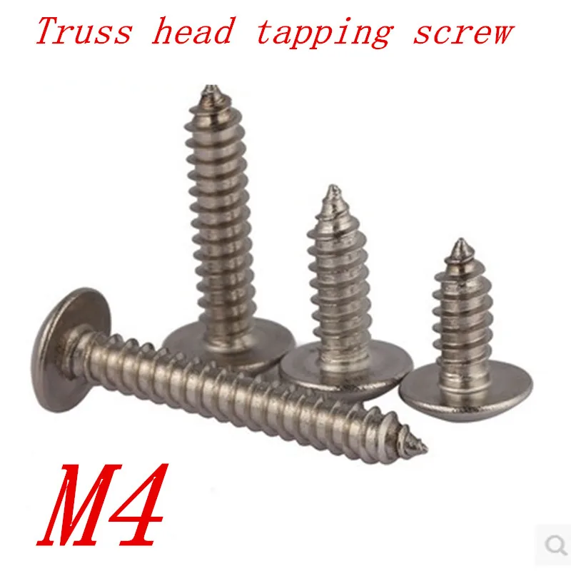 

50pcs m4*8/10/12/16/20/25/30/35/40 4mm A2 Stainless Steel Phillips Truss Head Self Tapping Screws