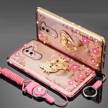 

Rhinestone Silicone Case For Huawei Honor 6X 5.5" Plus Glitter Cute Luxury 3D Diamond Cover Gold Pink Phone Coque Fundas