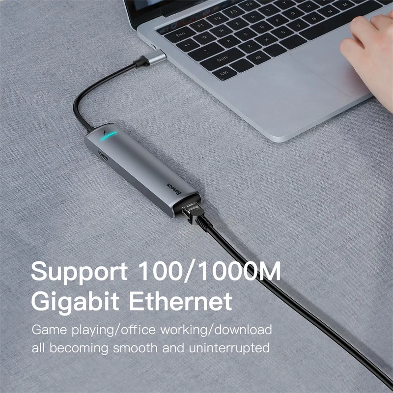 Baseus USB C концентратор type C к HDMI RJ45 Ethernet несколько портов USB 3,0 USB3.0 PD адаптер питания для MacBook Pro Air Dock USB-C хаб