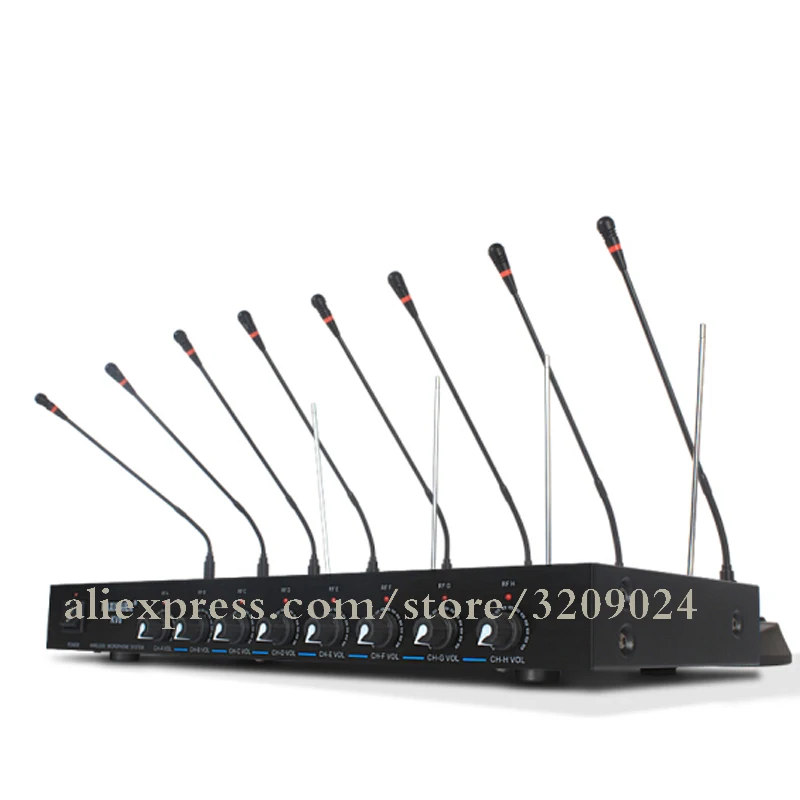 

8 Channel Wireless Conference Microphone Capacitance Gooseneck Interference Conference System With 8 Microphones 1 Receiver