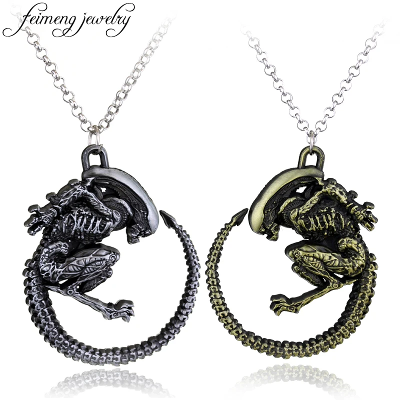 

Warrior Alien Necklace Predator AVP Alien Queen Pendant Goth Horror Giger Cool Necklace For Men Fashion Jewelry Accessories