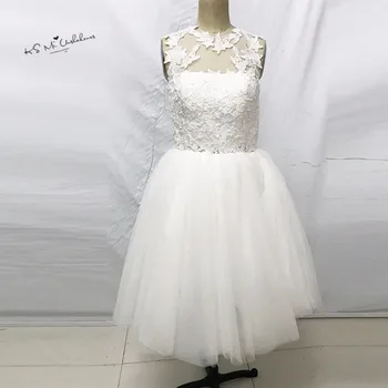 

Vintage Short Wedding Dress Lace Knee Length Wedding Gowns Vestido de Noiva Curto 2017 Princess Bride Dresses Abiti Da Sposa