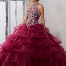 Бальные платья мята Холтер сладкий 16 Платье длинное органза цветок платье Ярусное вечернее платье с открытой спиной