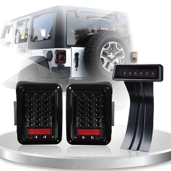 

2PCS LED Rear Taillight and 1PCS 3rd LED High Mount Brake Light For Jeep Wrangler 07-16