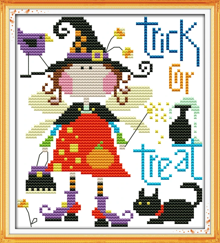 

Halloween elf, counted printed on fabric DMC 14CT 11CT Cross Stitch kits,embroidery needlework Sets Home Decor