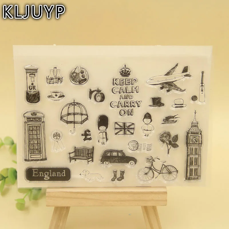 

KLJUYP 1 sheet DIY England Design Transparent Clear Rubber Stamp Seal Paper Craft Scrapbooking Decoration