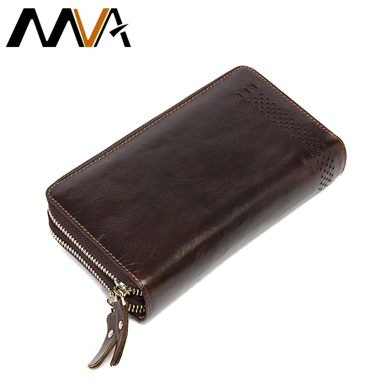 MVA sklopka moška denarnica iz pravega usnja, denarnica s kovancem, imetnik telefonske kartice dvojna denarnica z zadrgo, dolge moške torba sklopka 9029