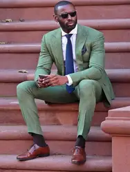 Пользовательские Повседневное зеленый мужской костюм Slim Fit улица Smart Бизнес вечерний пиджак последние конструкции пальто брюки жениха