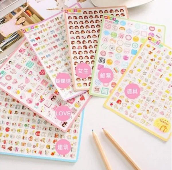 

2 sheets/set Kawaii Mini Factory Cute Cartoon Bow Girl Diary Stickers For Mobile Phone Notebook Stationery Decoration Sticker
