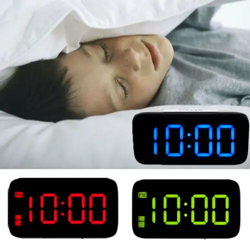 

Large LED Digital Alarm Snooze Clock Voice Control Modern Fashion Time Display 5" Screen USB/Battery Alarm Clocks