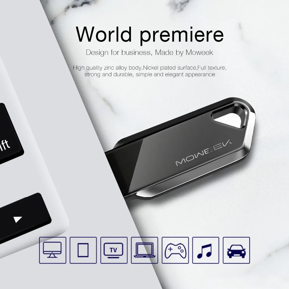 Moweek бизнес USB флеш накопитель 16 ГБ 32 64 128 cle usb 2 0 карта памяти металлическая ручка